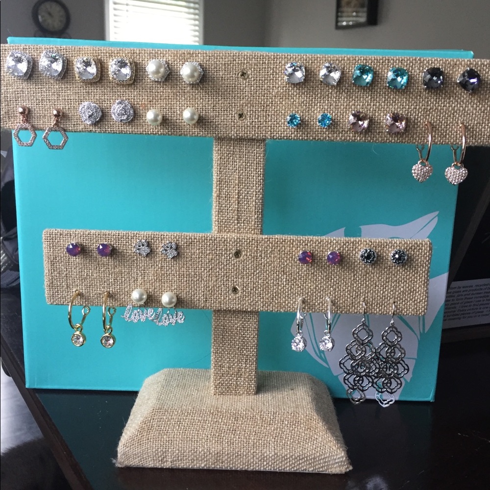 Rose studs and chocolate crystal dangles